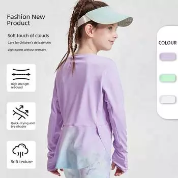 Футболка для йоги для девочек INS2025 весна/лето: Длинный рукав, мягкая, высокоэластичная, быстросохнущая спортивная одежда 120