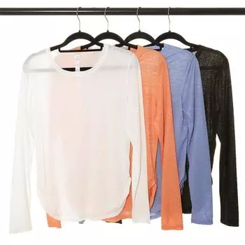 Футболка для йоги с длинным рукавом, женская, с боковыми складками, свободный топ для тренировок в спортзале, дышащая, быстросохнущая, беговая толстовка, женская спортивная одежда S синий