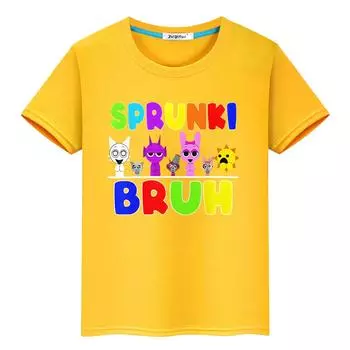 Футболка для мальчика 10 лет Sprunki принт 100% хлопок аниме топы y2k цельный Sprunki милые короткие футболки гордость футболка одежда для девочек 100 белый