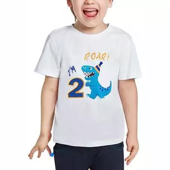 Футболка для мальчиков 1-5 лет, рубашка для мальчиков на день рождения, футболки с динозавром для мальчиков на день рождения, рубашки с динозавром на день рождения 3T(100)