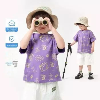 Футболка для мальчиков из хлопка с коротким рукавом, летняя, легкая, дышащая, детский топ