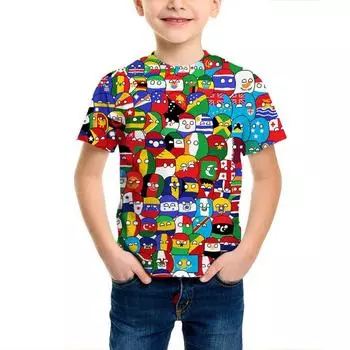 Футболка для мальчиков с 3D-принтом, цветным дымчатым пламенем, модным трендом, короткими рукавами, летние футболки для мальчиков 110