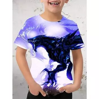 Футболка для мальчиков с изображением тираннозавра рекса, модный тренд, 3D-принт, футболки, детские футболки с короткими рукавами и круглым вырезом, летняя быстросохнущая одежда для мальчиков 170