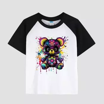 Футболка для мальчиков с коротким рукавом, круглой горловиной, хлопчатобумажная ткань, стильный летний детский топ 100cm