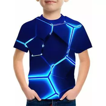 Футболка для мальчиков с забавным рисунком ромба, летняя футболка для мальчиков и девочек, детские футболки, топ с короткими рукавами с героями мультфильмов, футболки, детская одежда для мальчиков 100CM