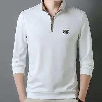 Футболка для молодых мужчин весна-лето, модная повседневная футболка-поло из хлопка с полуоткрытым воротником и длинным рукавом, майка для мальчиков M