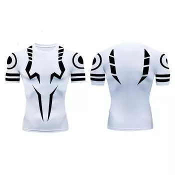 Футболка для мужчин, футболка с графическим рисунком для спортзала, аниме дзюдзюцу кайсен, компрессионная майка с 3D принтом для фитнеса, футболка большого размера, мужская одежда, топ S белый