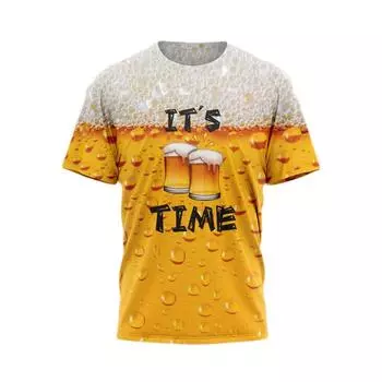 Футболка для мужчин, футболки с 3D принтом пива, женские и мужские забавные новые футболки, топы с короткими рукавами, одежда унисекс XXS