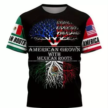 Футболка для мужчин Футболки с рисунком США и Мексики Футболки с принтом национального флага Футболки с коротким рукавом Мужская одежда больших размеров для активного отдыха Топы L