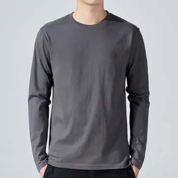 Футболка для мужчин Хлопковые футболки с длинным рукавом Мужская одежда Длинные рукава для весны и осени Нижнее белье Домашняя одежда M серый