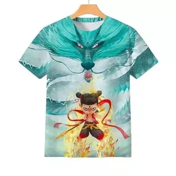 Футболка для мужчин и женщин, детская, Nezha s Demon, детские, мужские и женские футболки с изображением моря, летние футболки с 3D-печатью, короткий рукав, мужская одежда S