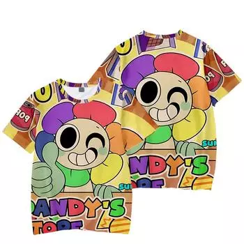 Футболка для мужчин и женщин, летняя одежда, фитнес, Dandy s World, аниме-принт, O-образный вырез, мужская футболка, большие размеры, новые мужские футболки, топы XS