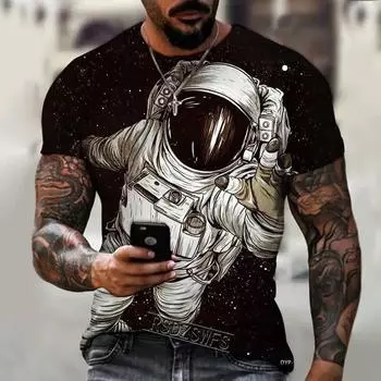 Футболка для мужчин, Мужская рубашка с 3D-принтом, эксклюзивный дизайн, Свободная, свободная, негабаритная, 6XL, «Космическая Вселенная», «Астронавт» M