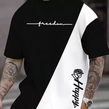 Футболка для мужчин, одежда, модные футболки с 3D принтом букв и цветов, футболка в стиле Харадзюку с короткими рукавами, повседневная мужская одежда большого размера, топ S