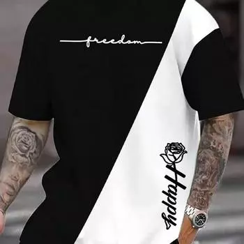 Футболка для мужчин, одежда, модные футболки с 3D принтом букв и цветов в стиле Харадзюку, мужские топы с короткими рукавами, футболки, повседневные летние спортивные футболки S