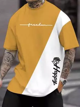 Футболка для мужчин, одежда, модные футболки с 3D принтом букв и цветов, футболка в стиле Харадзюку с короткими рукавами, повседневная мужская одежда большого размера, топ S