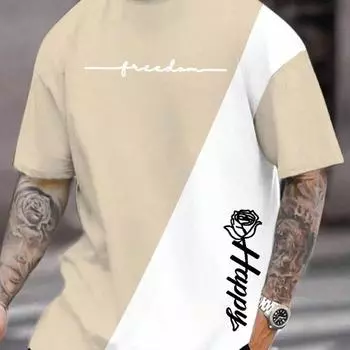 Футболка для мужчин, одежда, модные футболки с 3D принтом букв и цветов в стиле Харадзюку, мужские топы с короткими рукавами, футболки, повседневные летние спортивные футболки S