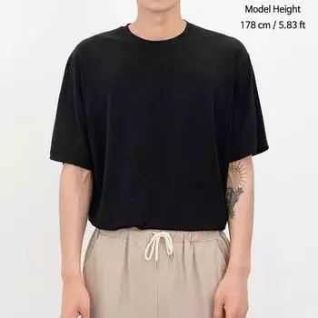 Футболка для мужчин Простая футболка с круглым вырезом Summer Korea Fashion 1 чёрный