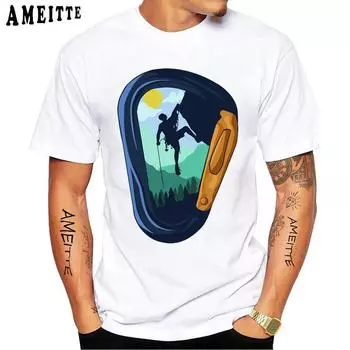 Футболка для мужчин Rock Climbing Climber Funny 3D Print Classic, новая мужская футболка с коротким рукавом, летняя спортивная белая повседневная футболка в стиле хип-хоп S