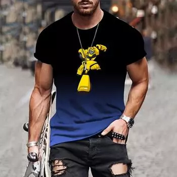 Футболка для мужской одежды Градиентный стиль Модная 3D-печать Удобная модная футболка с короткими рукавами Одежда оверсайз Топы XS