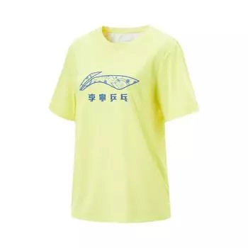 Футболка для настольного тенниса Li Ning с круглым вырезом, удобным логотипом, дышащая, универсальная, свободная, с коротким рукавом, унисекс, AHSV104-2 L