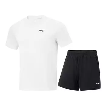 Футболка для настольного тенниса Li Ning с коротким рукавом и круглым вырезом, классные эластичные плавки, повседневный спортивный костюм унисекс, белый AATV019-3 S