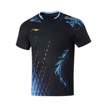 Футболка для настольного тенниса Li Ning, быстросохнущая, антибактериальная, спортивная, с коротким рукавом, унисекс, черная AAYU201-2 L