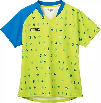 Футболка для настольного тенниса VICTAS Pop Font для настольного тенниса женская официальная лаймово-зеленая 2XS 612303 женская JTTA (Ассоциация Японии) (4200)