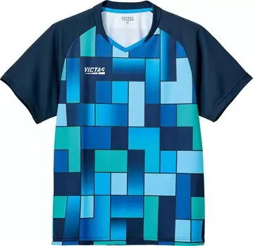 Футболка для настольного тенниса VICTAS, рубашка для головоломки, настольный теннис, официально одобренная, унисекс, темно-синяя, 2XS 612302 JTTA (Ассоциация Японии) (6000) тёмно-синий