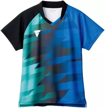 Футболка для настольного тенниса, впитывающая пот, быстросохнущая, 512402, синяя, размер L [Victus], женская, V-LGS401 JTTA (Ассоциация Японии) синий