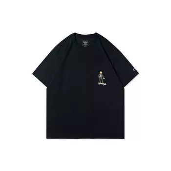 Футболка для пары Li Ning X Disney Cartoon Print Loose, топы унисекс, черный цвет AHSR845-2 M