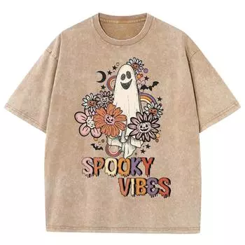 Футболка для пары с принтом жуткого привидения, хлопковая, свободного покроя, с круглым вырезом, коротким рукавом, унисекс, забавные женские футболки S