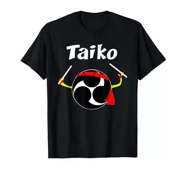 Футболка для практики Taiko Funny Taiko Black Mitsudomoe чёрный