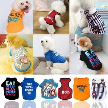 Футболка для собак, жилет, легкие футболки для маленьких собак, мягкие, без рукавов, с рисунком для мальчиков, дышащие, S8O2 White-L