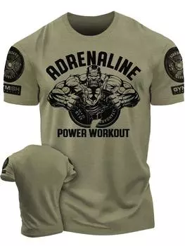 Футболка для спортзала Adrenaline Power Workoout Gym с 3D-печатью, повседневная мужская футболка с короткими рукавами из хлопка высокого качества для мускулистого мужчины 2XL