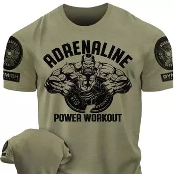 Футболка для спортзала Adrenaline Power Workoout Gym с 3D-печатью, повседневная мужская футболка с короткими рукавами из хлопка высокого качества для мускулистого мужчины S