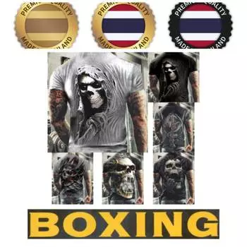 Футболка для тайского муай-бокса с 3D-принтом, черепом, ужасом, готической графикой, для мужчин и женщин, унисекс, с коротким рукавом, с круглым вырезом, смешанные боевые искусства, уличная одежда, повседневная 2XS