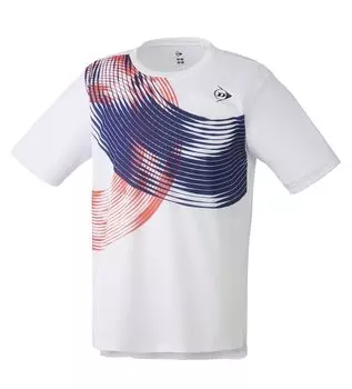 Футболка для тенниса Dunlop с коротким рукавом для бадминтона, впитывающая воду, быстросохнущая DAP1442 2024FW, белая, M [DUNLOP] белый