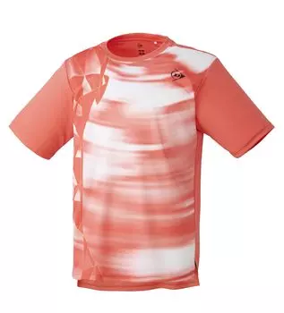 Футболка для тенниса Dunlop с коротким рукавом для бадминтона, впитывающая воду, быстросохнущая DAP1440 2024FW, ярко-красная, M [DUNLOP]