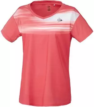 Футболка для тенниса Dunlop с коротким рукавом для бадминтона, впитывающая влагу, быстросохнущая DAP1462W 2024FW, ярко-красная, L [DUNLOP], женская