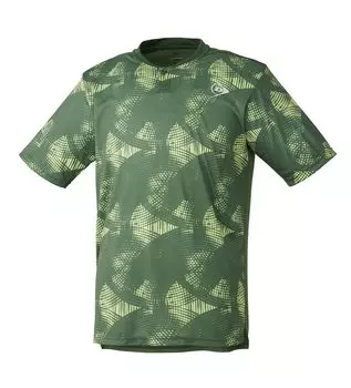 Футболка для тенниса Dunlop с коротким рукавом для бадминтона, впитывающая влагу, быстросохнущая DAP1441 2024FW, темно-оливковый цвет, цвет L [DUNLOP]