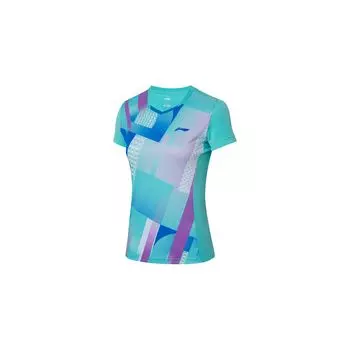 Футболка для тренировок Li Ning Badminton Series, многофункциональная, дышащая, впитывающая пот, для соревнований, женская, флуоресцентно-нефритово-зеленая AAYS064-3 M