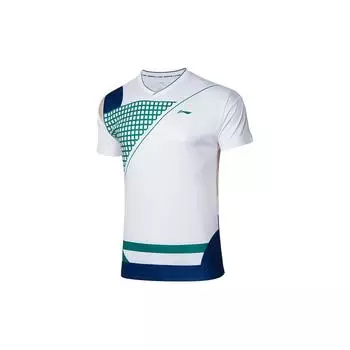 Футболка для тренировок Li Ning Quick-Dry Cool Sweat-Absorbing Color-Block, мужская, белая AAYR201-2 XL