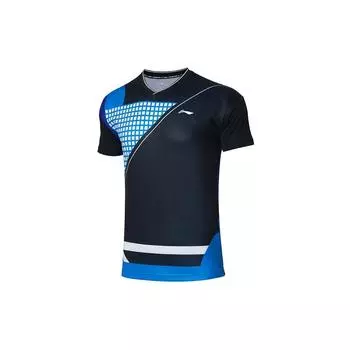 Футболка для тренировок Li Ning Quick-Dry Cool Sweat-Absorbing Color-Block, мужская, черная AAYR201-3 XXXL