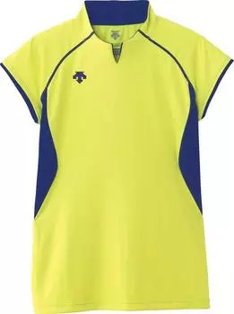 Футболка для волейбола с французским рукавом, тренировочная футболка для практики, размер L, желтая x черная, размер S [DESCENTE]