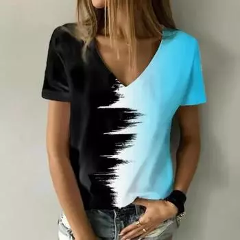 Футболка для женщин Art 3d Print Gradient Style с коротким рукавом Harajuku Одежда Негабаритная модная уличная одежда Базовые топы Женская повседневная блузка S