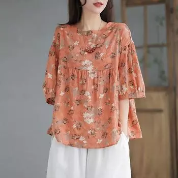 Футболка Doll с короткими рукавами, хлопковая льняная футболка с круглым вырезом, женская летняя рубашка больших размеров из льна высокого качества в стиле темперамент M белый