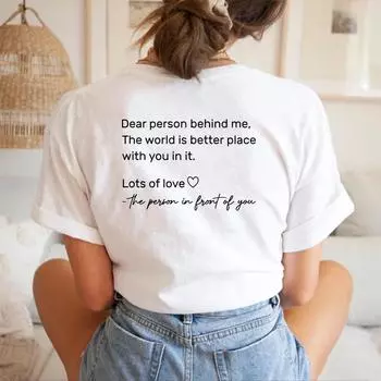 Футболка «Дорогой человек позади меня», футболка «Мир лучше», рубашка «Психическое здоровье», женские футболки, футболки с рисунком, топы «Be Kind» XL темно-синий