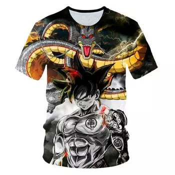 Футболка Dragon Ball для детей, футболки, аниме-фигурки, футболка Son Goku Super Saiyan, футболки для мальчиков, детская одежда, летняя одежда с коротким рукавом 100cm