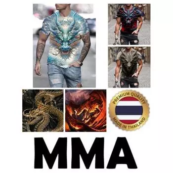 Футболка Dragon Muay Thai Kick Boxing 3D Print Vintage Training UV Protect Quick Dry Men Women Unisex Short Sleeve Round Vest MMA Mix Martial Art XS